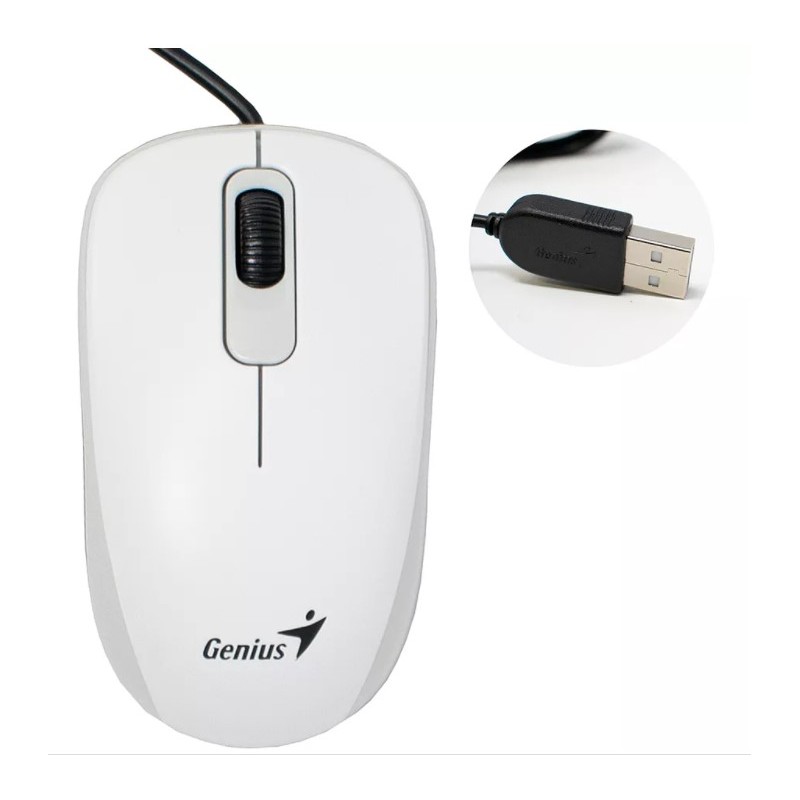 Genius miš DX-110 USB bijeli 1.000 DPI, USB veza,3 tipke, 1.5 m kabal