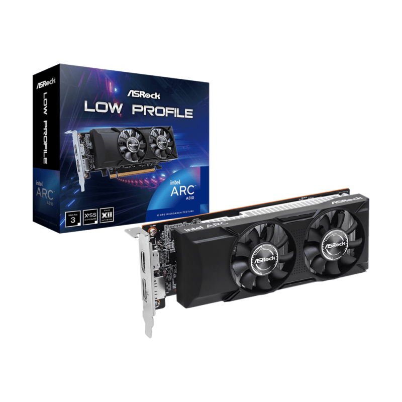 ASROCK VGA A310 LP 4Glow profileIntel Arc A3104GB GDDR6 64bitHDMI,DP