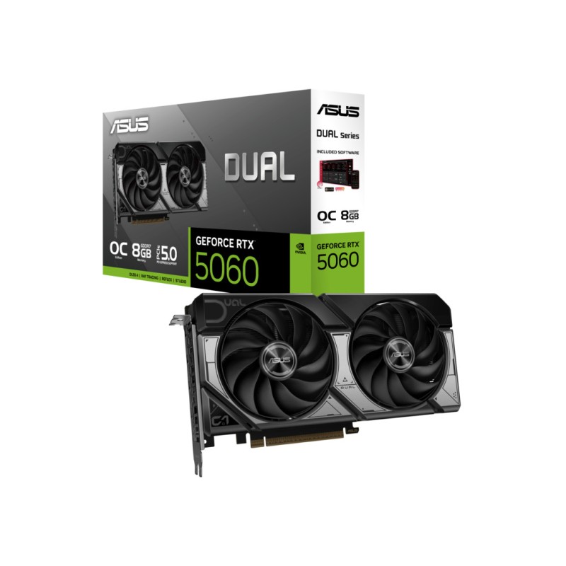 ASUS VGA DUAL-RTX5060-O8G 8GB GDDR7 OC, 128-bit, 3x DP, 1x HDMI