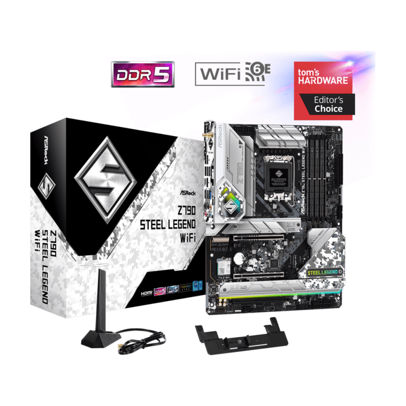 ASRock Z790 Steel Legend WiFi – Intel Z790, LGA1700, 4 x DDR5, RAID, HDMI/DP, ATX