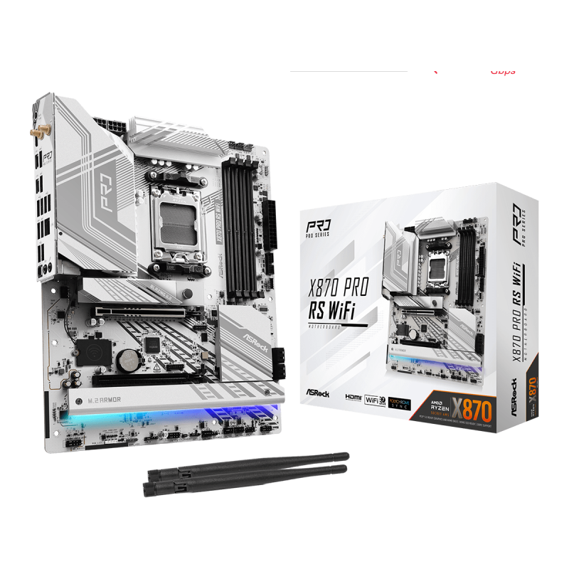 ASROCK MB X870 PRO RS WIFIAMD X870, 4xDDR5, 3xM.24xSATA, WIFI7, USB4, RAID, ATX, 2.5G LAN
