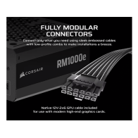 Corsair RM1000e Gold 1000 W potpuno modularno ATX 3.1 napajanje – 12 V 2×66 A, 3×PCIe, 6×SATA, PCIe 5.1