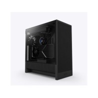 Inter-Tech CC-H52FB-01 NZXT H5 Flow Black TG Mid‑tower kućište ATX s 2 tiha ventilatora 120 mm.