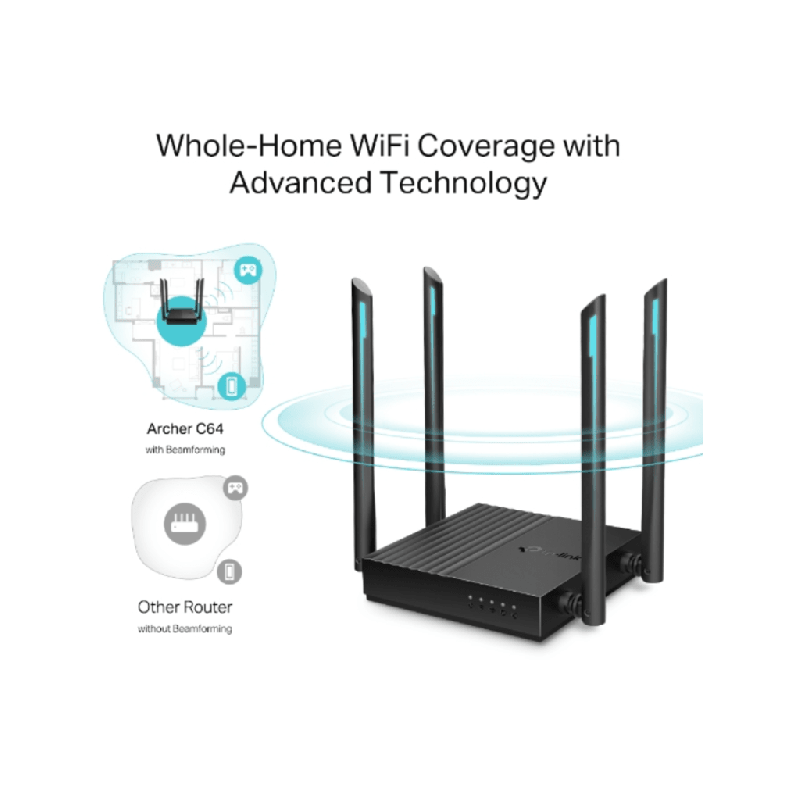 TP‑Link Archer C64 AC1200 MU‑MIMO Dual‑Band Wi‑Fi usmjerivač (2,4/5 GHz)