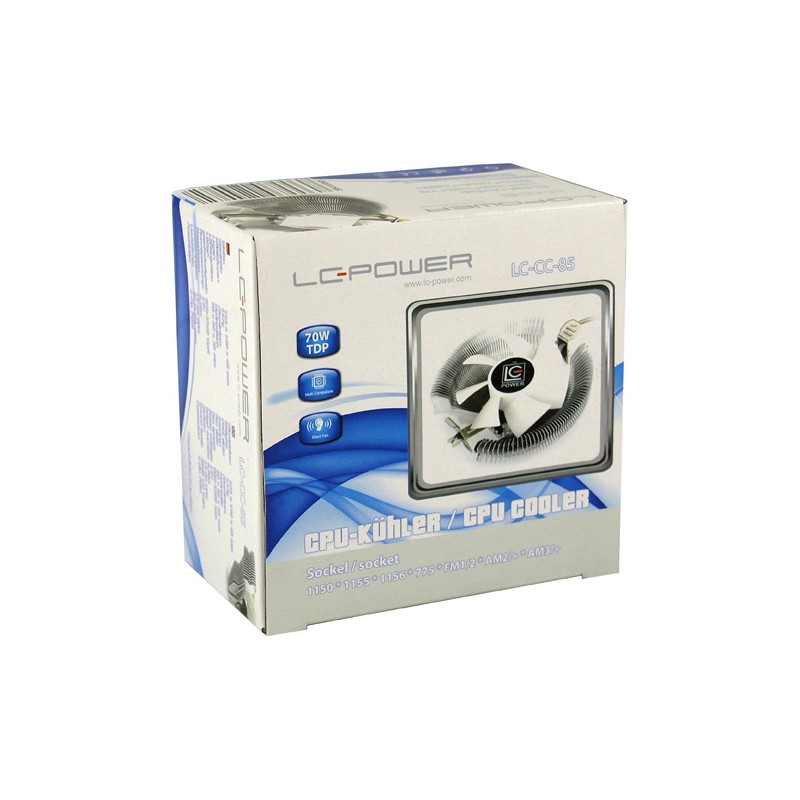 LC‑Power LC‑CC‑85 CPU hladnjak – aluminijski hladnjak s 85 mm ventilatorom, kompatibilan s Intel i AMD
