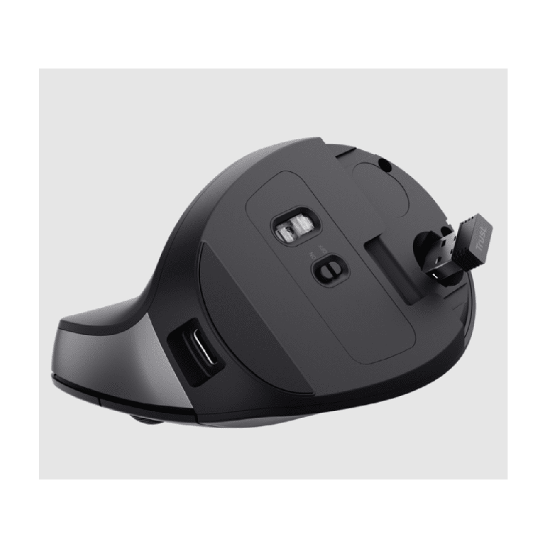 Trust Bayo II bežični ergonomski miš – silent, optički 800‑2400 DPI, USB, crna