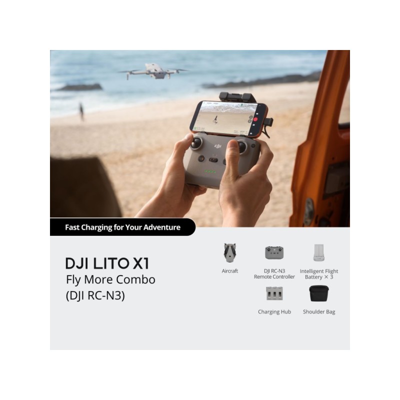 DJI Lito X1 FMC – 4K kamera, 12 MP foto, 3‑osni gimbal, RC‑N3 kontroler, 236 g